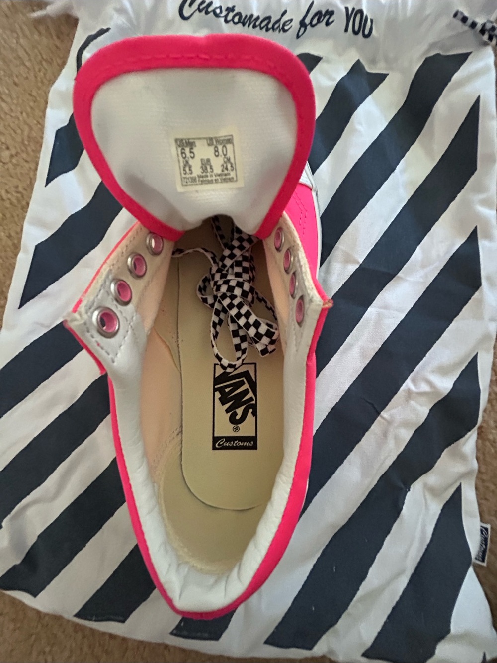 Vans Women's Neon Pink Checkerboard Platform Sneakers - Picture 7 of 7